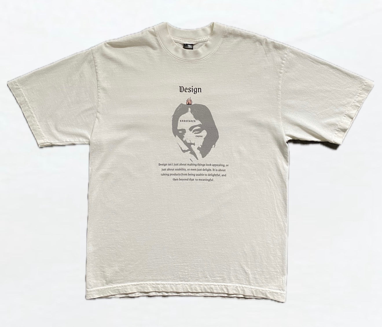 Garment Dye Crew Neck T-Shirt (Off White)