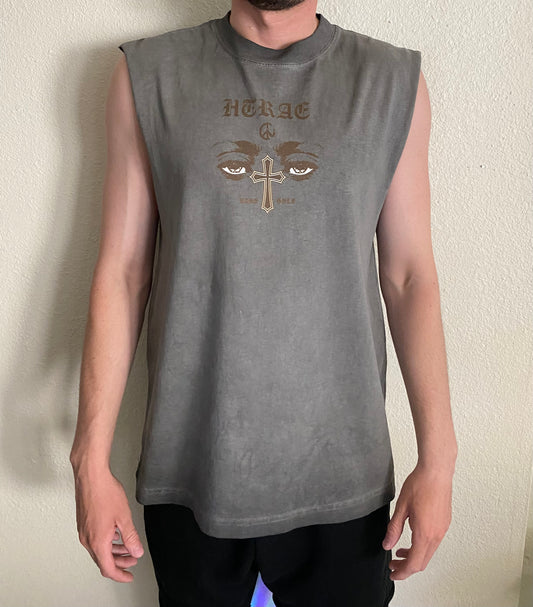 MUSCLE TEE 7.5 OZ (Charcoal Oil Wash)